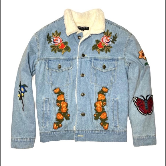 Central Park west denim jacket with fur and embroidery - Picture 1 of 7